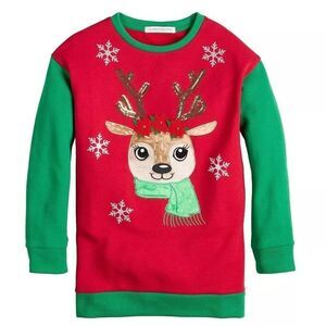 Big Girl Christmas Sweater Celebrate Together™ Reindeer & Snowflakes, 4/5 (XXS)